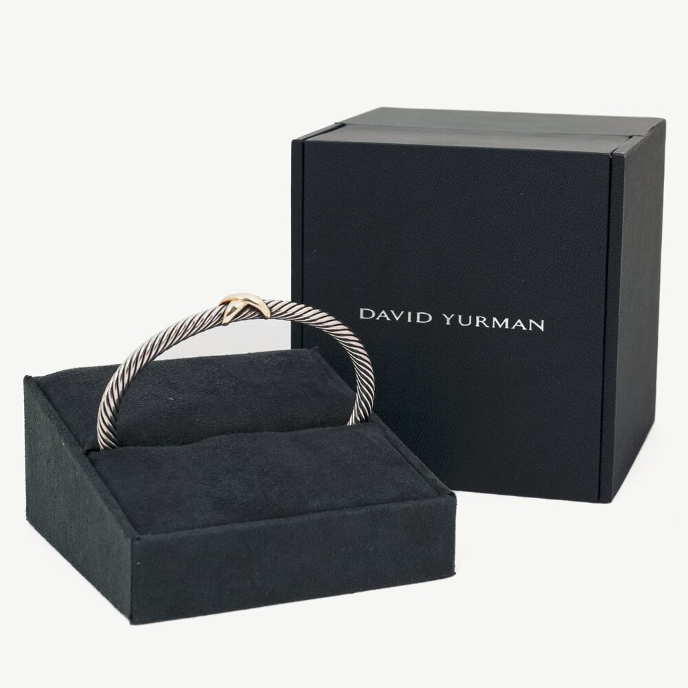 David Yurman X 925 Sterling Silver & 14k Gold Classic Cable Station Bracelet